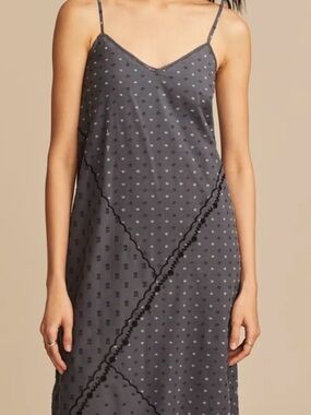 Lucky Brand Navy Spaghetti-Strap Maxi Dress with Textured Dot Detail